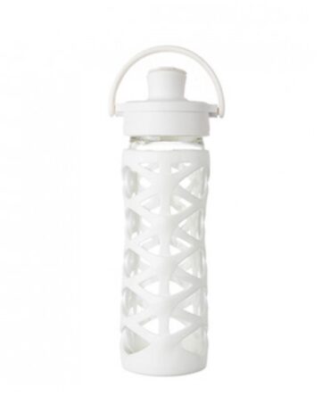 Botella de vidrio active flip cap 470ml Blanco