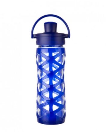 Botella de vidrio active flip cap 475ml Sapphire