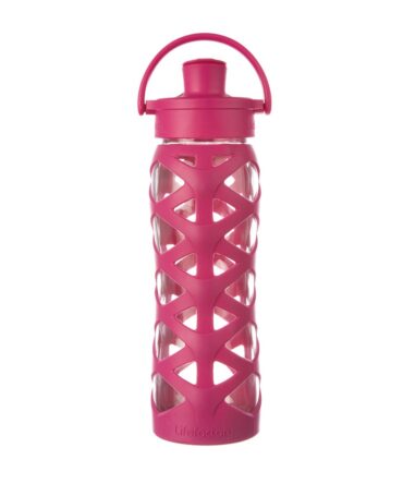 Botella de vidrio active flip cap 650ml Magenta