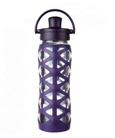 Botella de vidrio active flip cap 650ml Berenjena