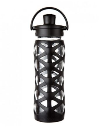Botella de vidrio active flip cap 650ml Negro