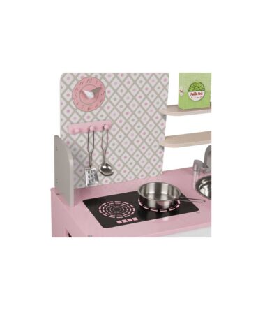Cocinita de juguete madera Janod macaron blanca y rosa