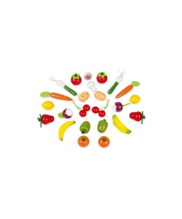 Set 24 frutas y verduras de madera