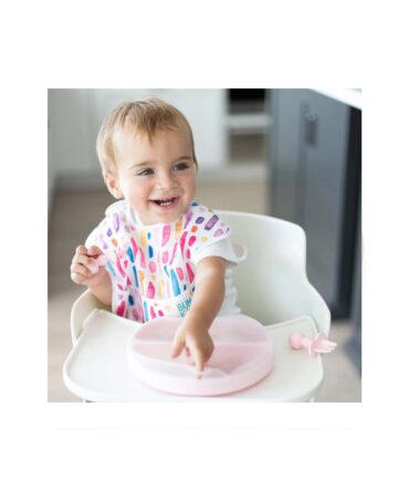 Plato de Silicona con Agarre Rosa
