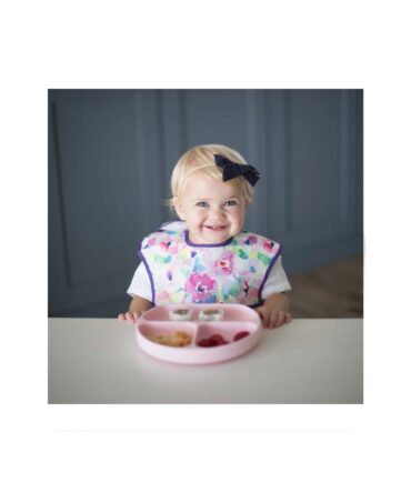 Plato de Silicona con Agarre Rosa