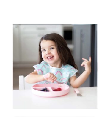 Plato de Silicona con Agarre Rosa