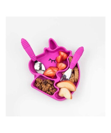 Plato de Silicona con agarre unicornio