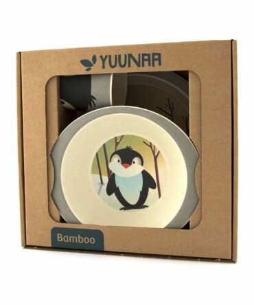 Vajilla bambú 3 piezas Pingüino