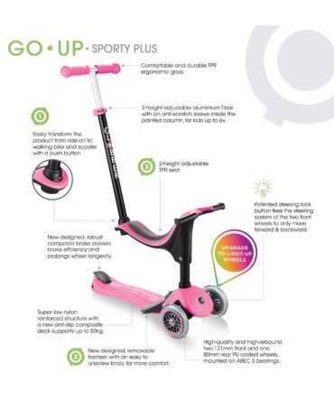 Patinete Go Up 4 en 1 rosa lights