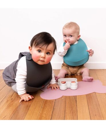Pack de 2 baberos silicona blue dusk & Charcoal