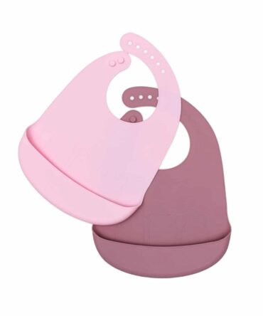 Pack de 2 baberos silicona Dusty rose & Powder Pink