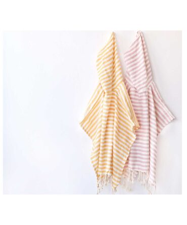 Poncho baño Monnëka Stripes Mostaza