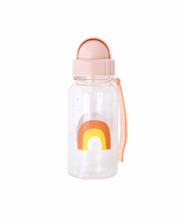 Botella plástico con pajita Tutete arco iris rosa