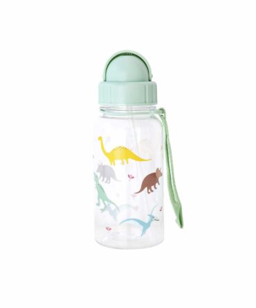 Botella plástico con pajita Tutete dinosaurios
