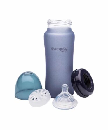 Biberón cristal anti rotura termosensible Everyday Baby 300ml morado