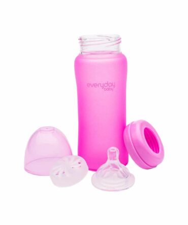 Biberón cristal anti rotura termosensible Everyday Baby 300ml rosa