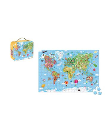 Maleta puzzle gigante 300 piezas Atlas mundial Janod