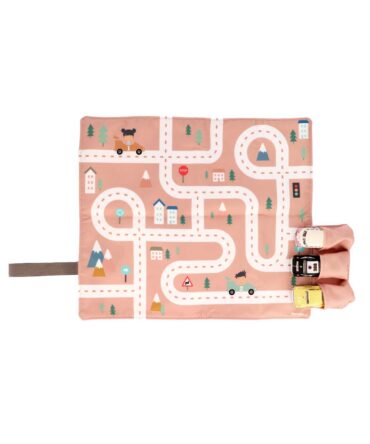 Juego Mantel con Circuito rosa + 3 coches Monneka