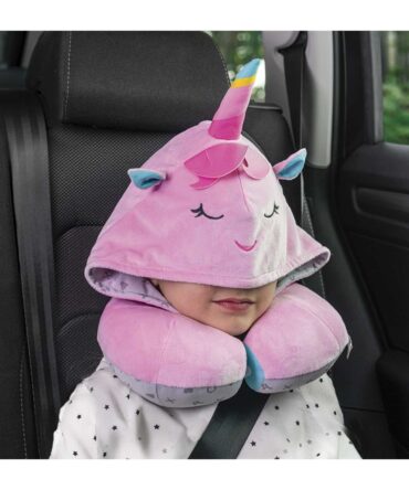 Collar cervical para niños con capucha unicornio