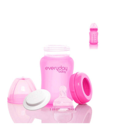 Biberón cristal anti rotura termosensible Everyday Baby 150ml fucsia