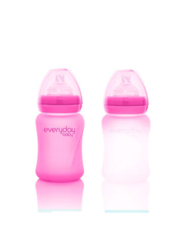 Biberón cristal anti rotura termosensible Everyday Baby 150ml fucsia