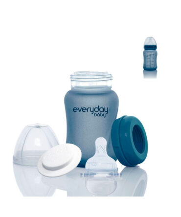 Biberón cristal anti rotura termosensible Everyday Baby 150ml morado