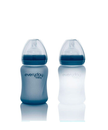 Biberón cristal anti rotura termosensible Everyday Baby 150ml morado