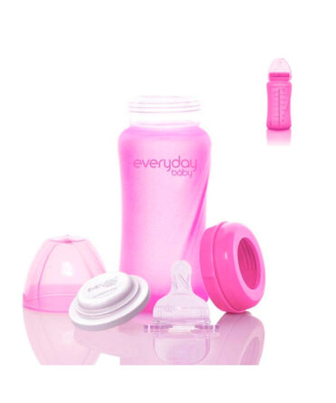 Biberón cristal anti rotura termosensible Everyday Baby 240ml fucsia