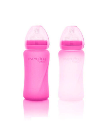 Biberón cristal anti rotura termosensible Everyday Baby 240ml fucsia