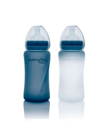 Biberón cristal anti rotura termosensible Everyday Baby 240ml morado