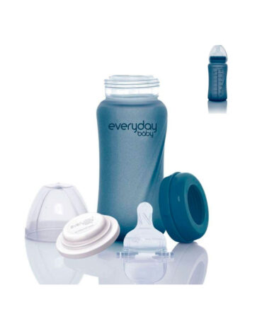 Biberón cristal anti rotura termosensible Everyday Baby 240ml morado