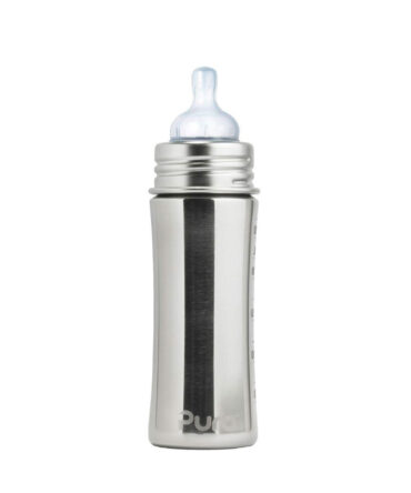 Biberón de acero inoxidable Pura 325ml Tetina +3m