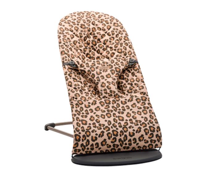 Hamaca bebé Babybjorn Bliss estampado leopardo algodón beige