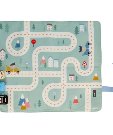 Juego Mantel con Circuito menta + 3 coches Monneka