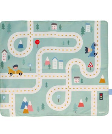 Juego Mantel con Circuito menta + 3 coches Monneka
