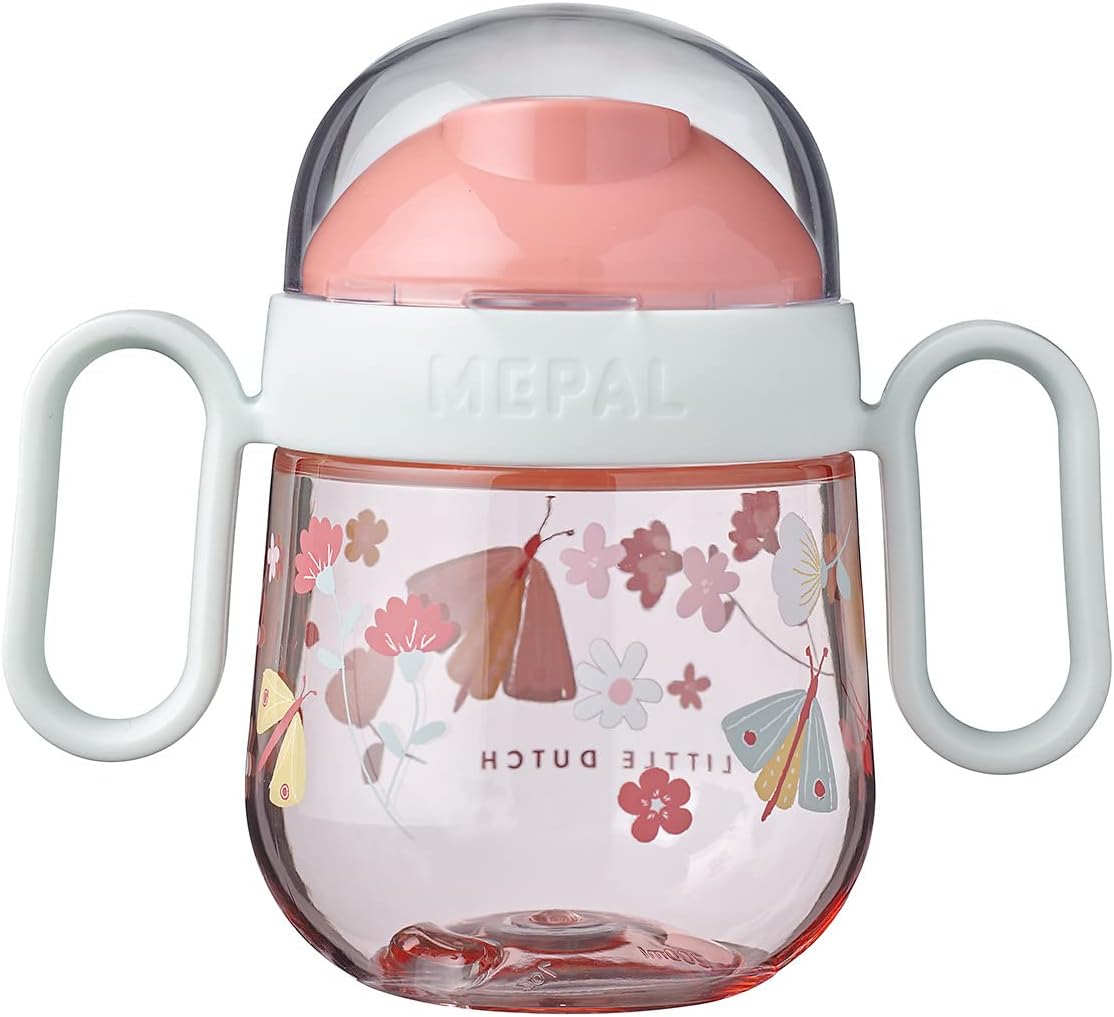 Vaso antiderrame con asas 200ml flores y mariposas - Imagen 2