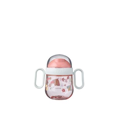 Vaso antiderrame con asas 200ml flores y mariposas