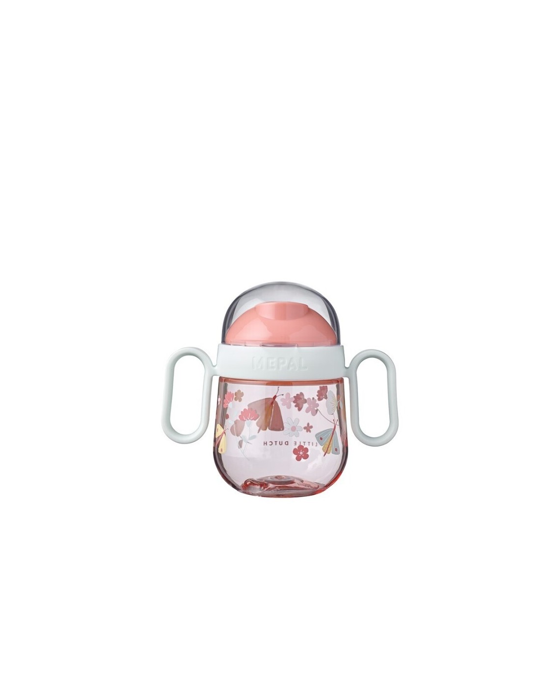 Vaso antiderrame con asas 200ml flores y mariposas