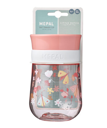 Vaso antiderrame 360º Mio 300ml flores y mariposas