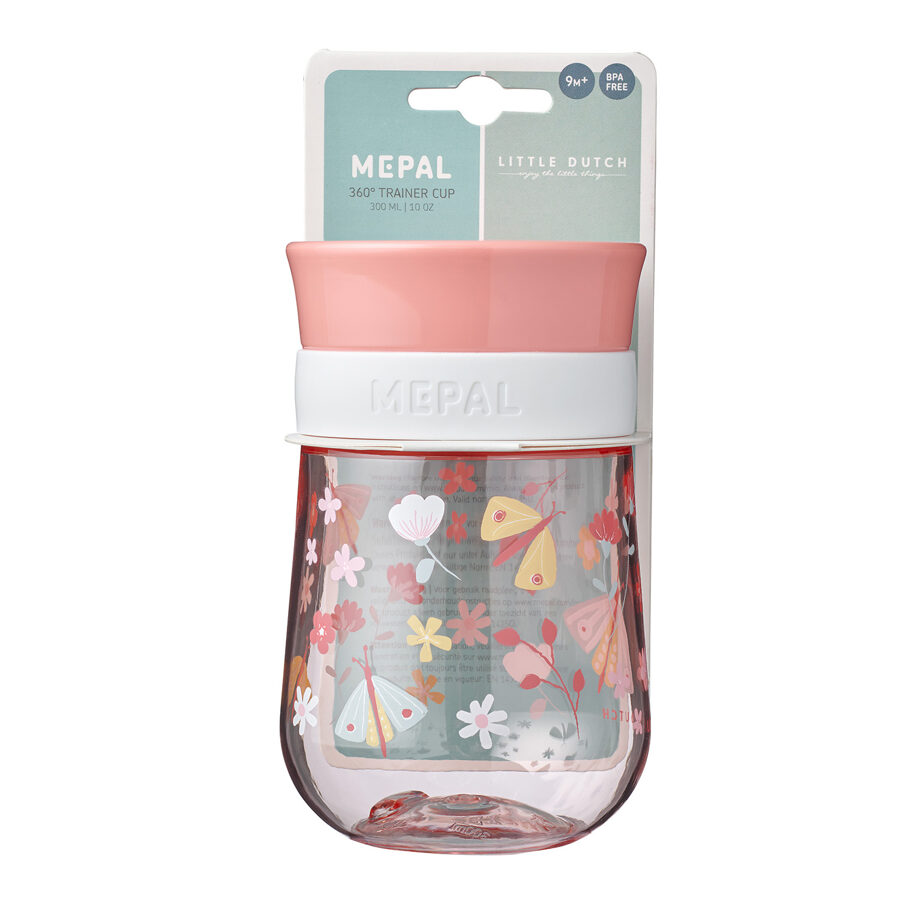 Vaso antiderrame 360º Mio 300ml flores y mariposas - Imagen 2
