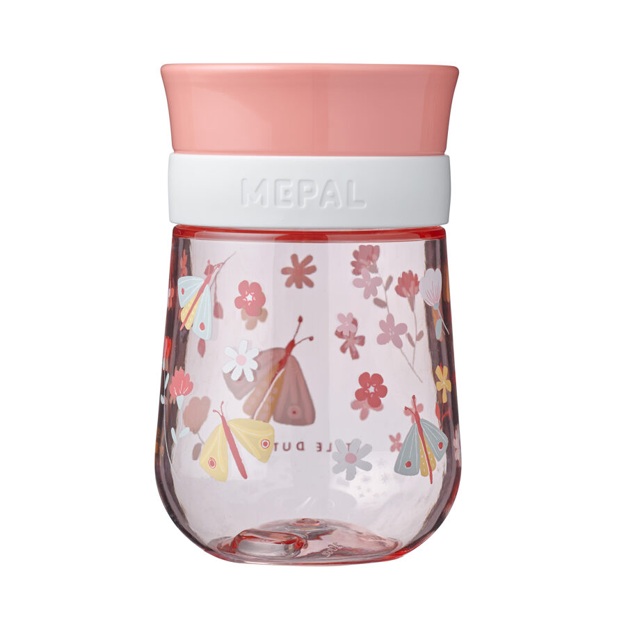 Vaso antiderrame 360º Mio 300ml flores y mariposas