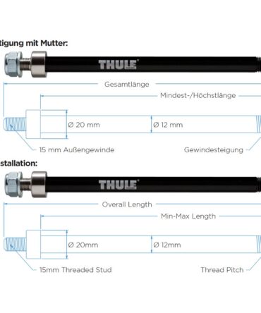 Adaptador eje 12x135mm Thule E-Thru Maxle para remolques y bicicletas
